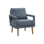 Niebieski Fotel Akcentujący Tapicerowany Szenilą | Styl Nowoczesny z Połowy XX Wieku | Ergonomiczna Poduszka | Szerokość 66 cm