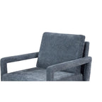 Niebieski Fotel Akcentujący Tapicerowany Szenilą | Styl Nowoczesny z Połowy XX Wieku | Ergonomiczna Poduszka | Szerokość 66 cm