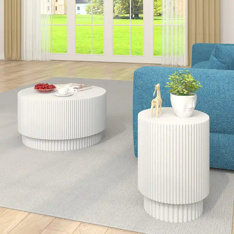 Stolik kawowy H-Barrel o wysokości 15,72 cala, styl nordycki, prosty design, do użytku wewnętrznego i zewnętrznego, materiał – tlenek magnezu