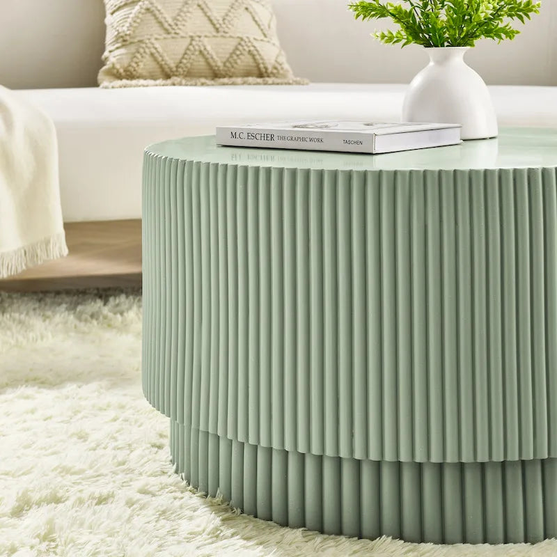 Stolik kawowy H-Barrel o wysokości 15,72 cala, styl nordycki, prosty design, do użytku wewnętrznego i zewnętrznego, materiał – tlenek magnezu