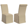 Shaw Dining Chair Set of 2, Tall Rolled Back and Skirted Base, Beige