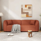 87.5 Zakrzywiona 3-osobowa sofa Boucle o rzeźbiarskim i ergonomicznym kształcie