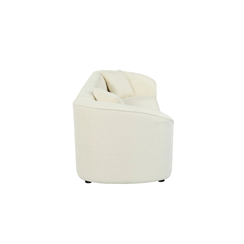 87.5 Zakrzywiona 3-osobowa sofa Boucle o rzeźbiarskim i ergonomicznym kształcie