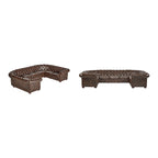 9-osobowa sofa modułowa Chesterfield w kształcie litery U | Pikowany aksamit | Kanapa do salonu