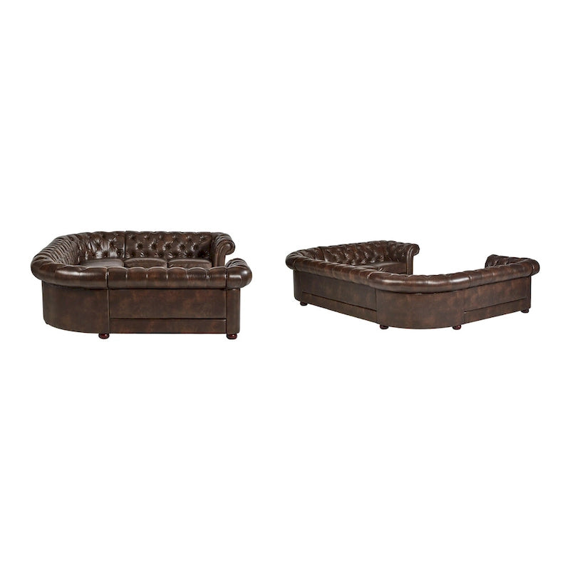9-osobowa sofa modułowa Chesterfield w kształcie litery U | Pikowany aksamit | Kanapa do salonu