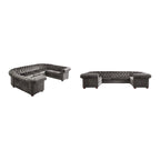 9-osobowa sofa modułowa Chesterfield w kształcie litery U | Pikowany aksamit | Kanapa do salonu