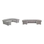 9-osobowa sofa modułowa Chesterfield w kształcie litery U | Pikowany aksamit | Kanapa do salonu