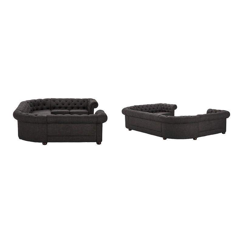 9-osobowa sofa modułowa Chesterfield w kształcie litery U | Pikowany aksamit | Kanapa do salonu