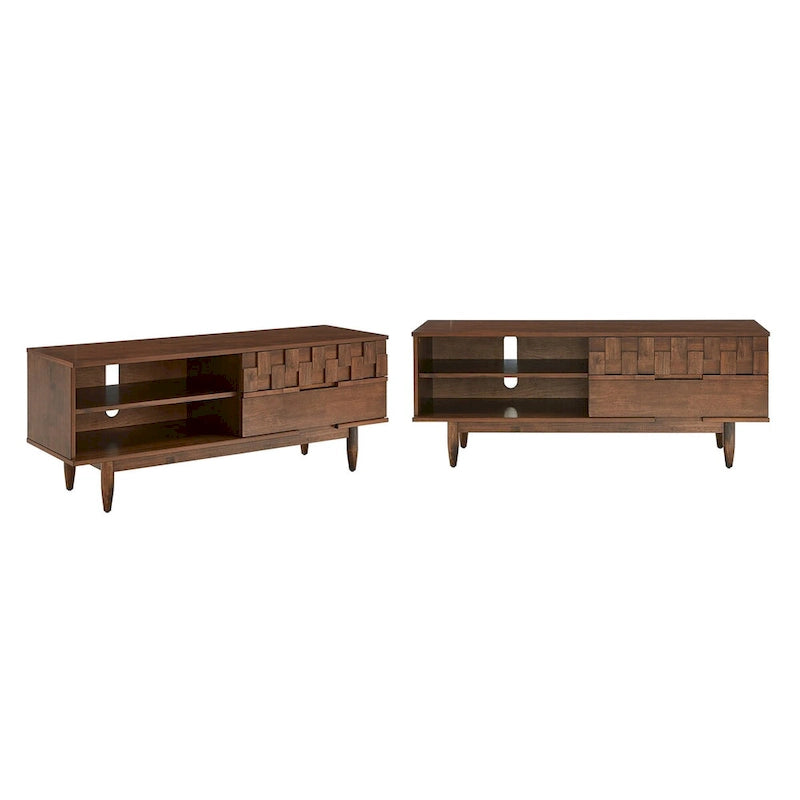 Szafka RTV Bardolino Mid-Century Wood 2-szufladowa – 59 cali