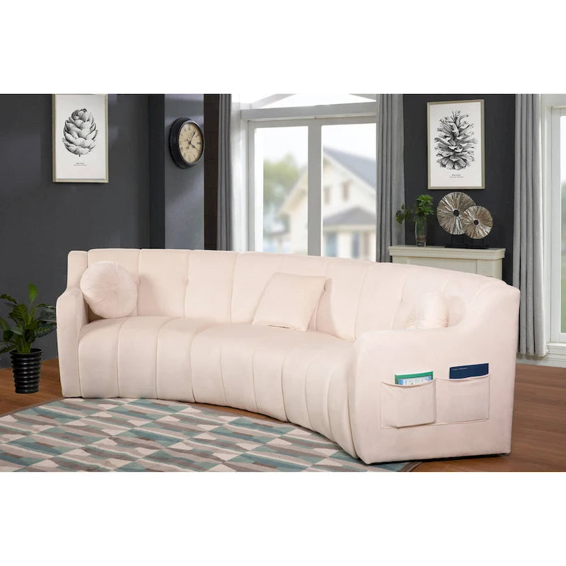 Aksamitna sofa zakrzywiona 3-osobowa Symetryczna modułowa sofa bez nóg Narożna okrągła kanapa sekcyjna - 127