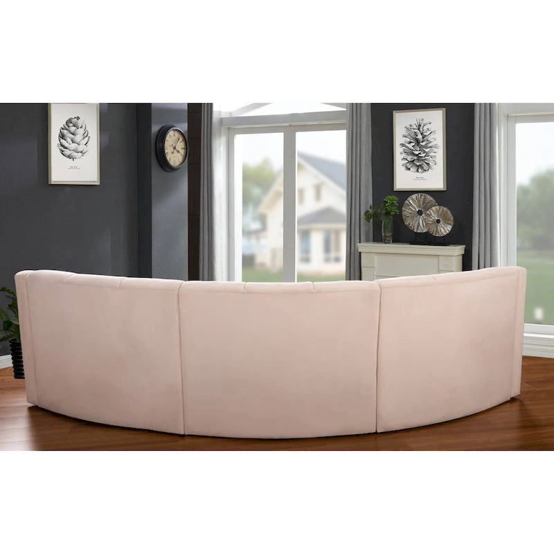 Aksamitna sofa zakrzywiona 3-osobowa Symetryczna modułowa sofa bez nóg Narożna okrągła kanapa sekcyjna - 127
