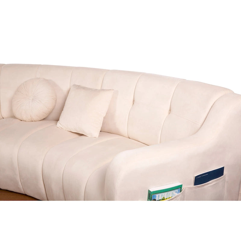 Aksamitna sofa zakrzywiona 3-osobowa Symetryczna modułowa sofa bez nóg Narożna okrągła kanapa sekcyjna - 127