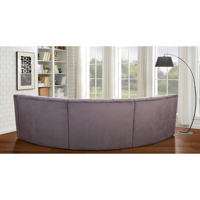 Aksamitna sofa zakrzywiona 3-osobowa Symetryczna modułowa sofa bez nóg Narożna okrągła kanapa sekcyjna - 127