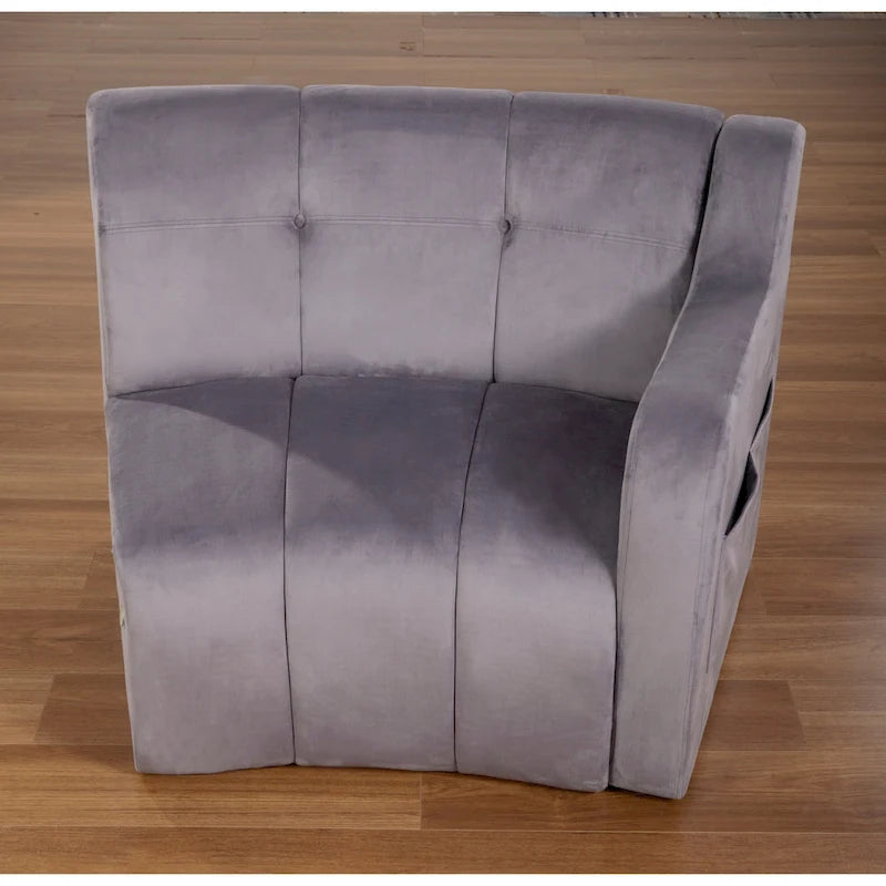 Aksamitna sofa zakrzywiona 3-osobowa Symetryczna modułowa sofa bez nóg Narożna okrągła kanapa sekcyjna - 127