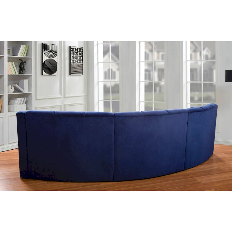 Aksamitna sofa zakrzywiona 3-osobowa Symetryczna modułowa sofa bez nóg Narożna okrągła kanapa sekcyjna - 127