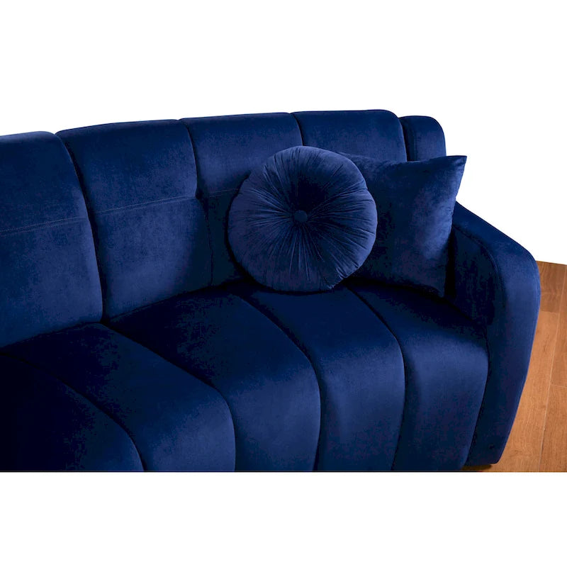 Aksamitna sofa zakrzywiona 3-osobowa Symetryczna modułowa sofa bez nóg Narożna okrągła kanapa sekcyjna - 127