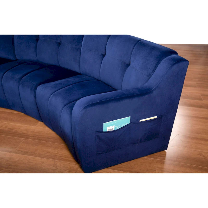 Aksamitna sofa zakrzywiona 3-osobowa Symetryczna modułowa sofa bez nóg Narożna okrągła kanapa sekcyjna - 127
