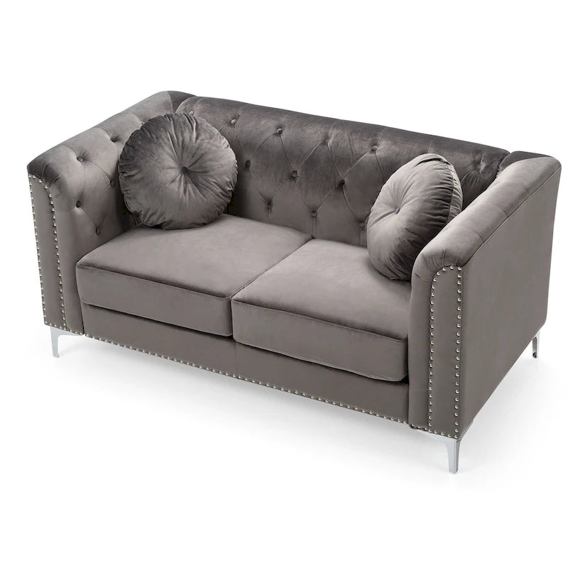 Dwumiejscowa sofa Pompano Velvet z guzikami
