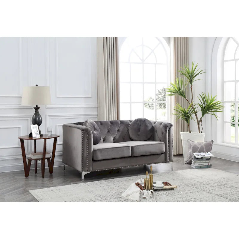 Dwumiejscowa sofa Pompano Velvet z guzikami