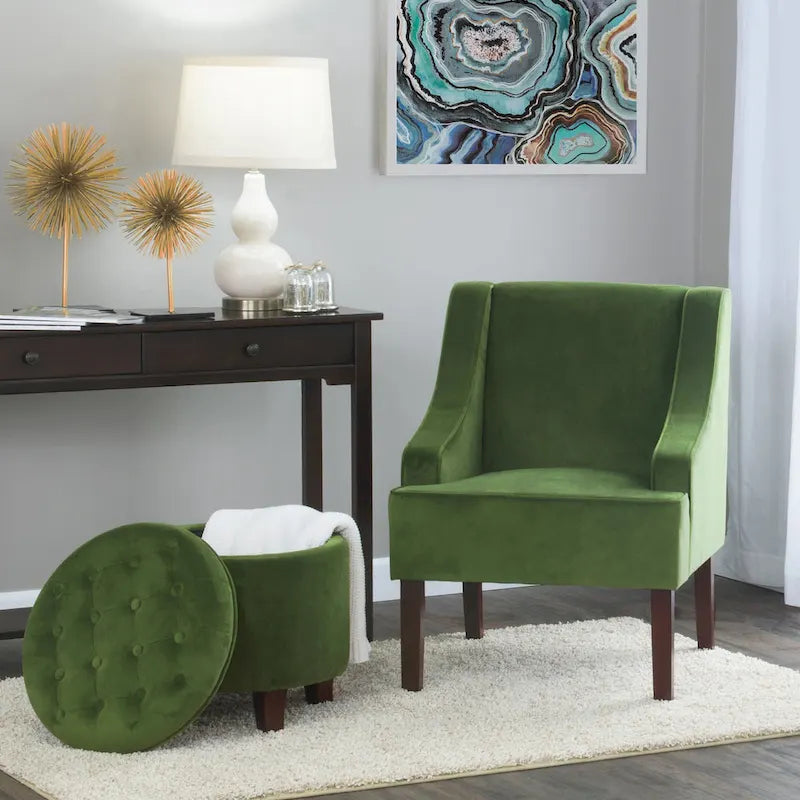Aksamitne krzesło wypoczynkowe Velvet Swoop Arm | Tapicerowane krzesło do salonu | Styl mid-century
