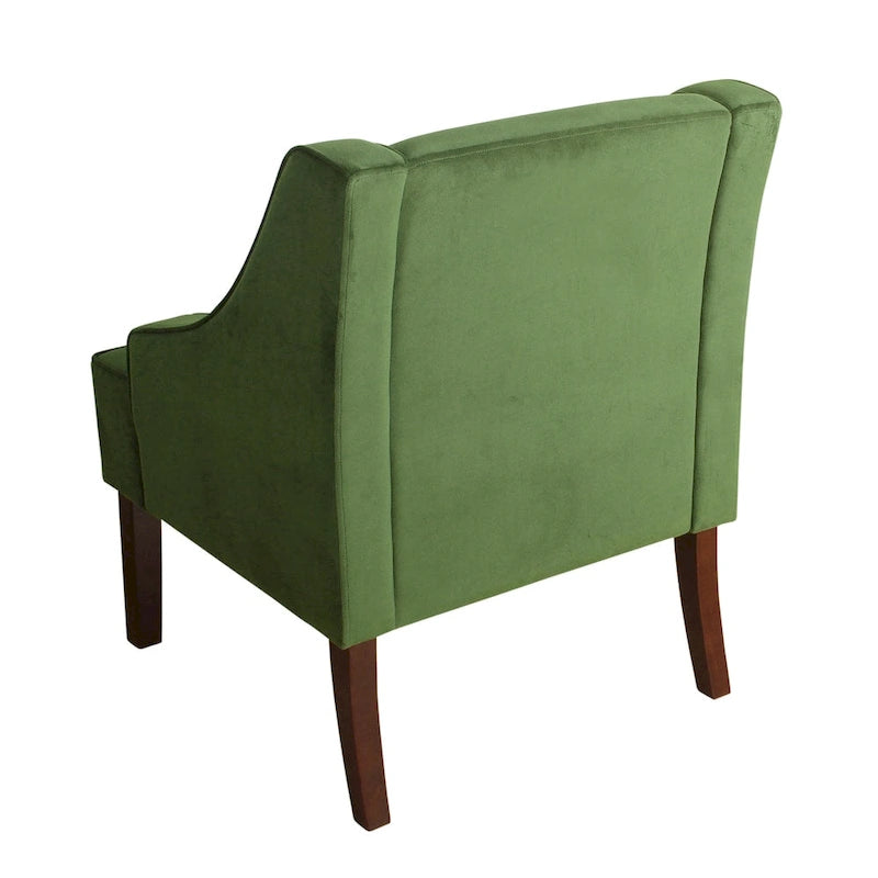 Aksamitne krzesło wypoczynkowe Velvet Swoop Arm | Tapicerowane krzesło do salonu | Styl mid-century