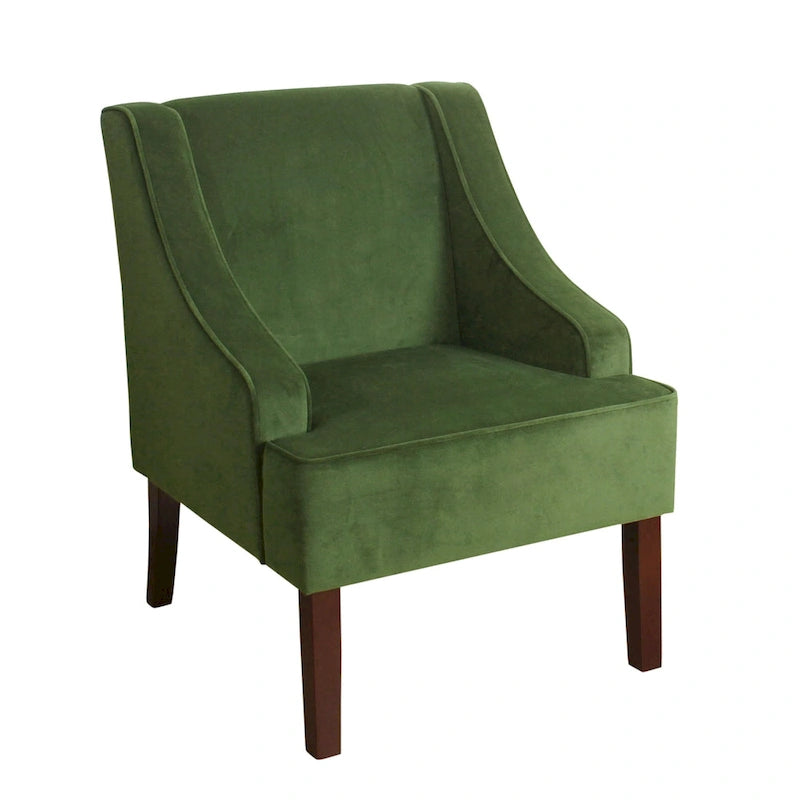 Aksamitne krzesło wypoczynkowe Velvet Swoop Arm | Tapicerowane krzesło do salonu | Styl mid-century