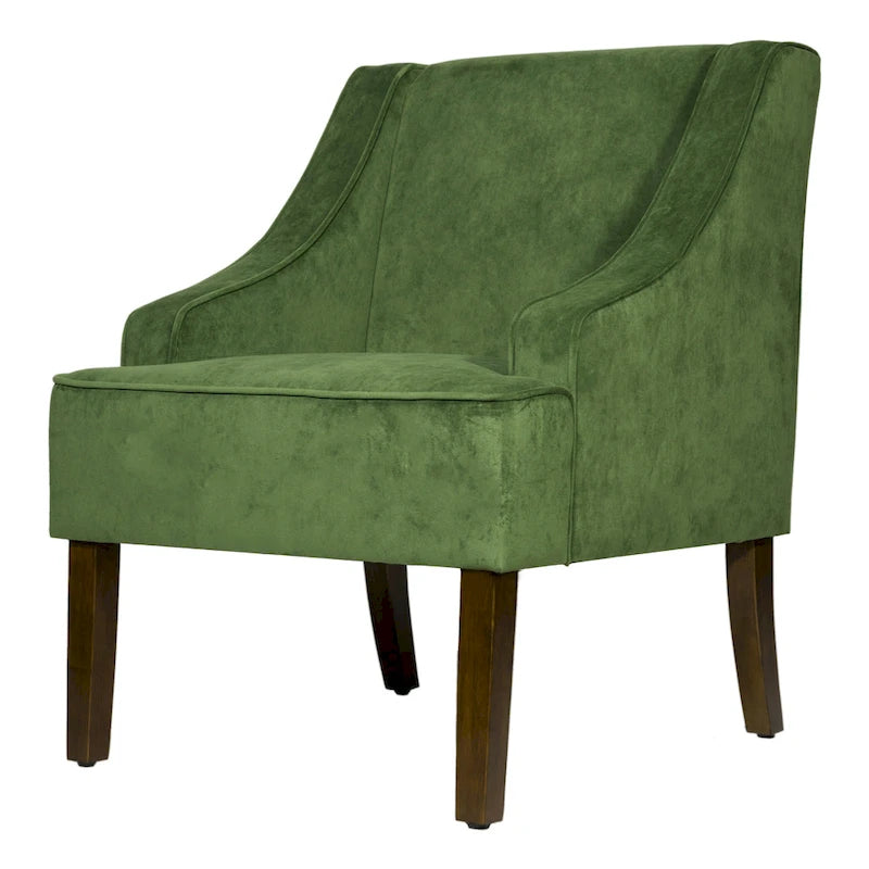 Aksamitne krzesło wypoczynkowe Velvet Swoop Arm | Tapicerowane krzesło do salonu | Styl mid-century