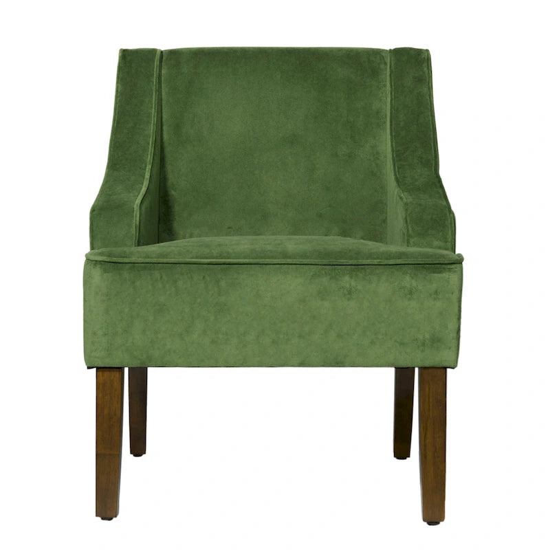 Aksamitne krzesło wypoczynkowe Velvet Swoop Arm | Tapicerowane krzesło do salonu | Styl mid-century