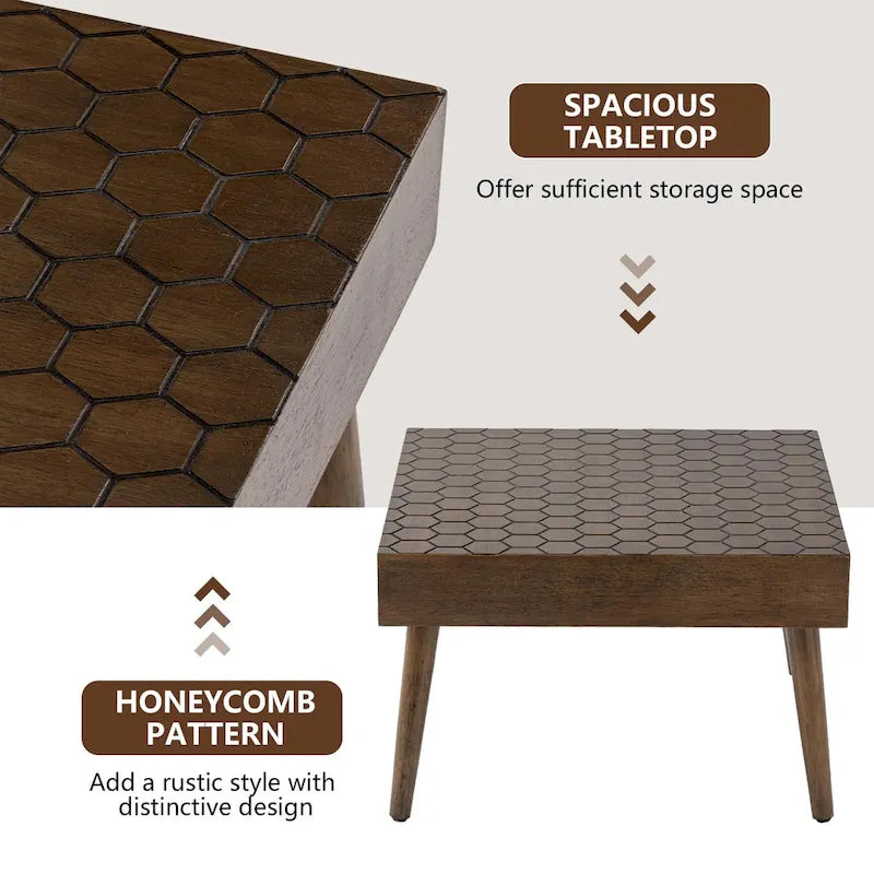 Rustykalny kwadratowy stolik kawowy z litego drewna | 61x61x38,9 cm | Akcent do salonu