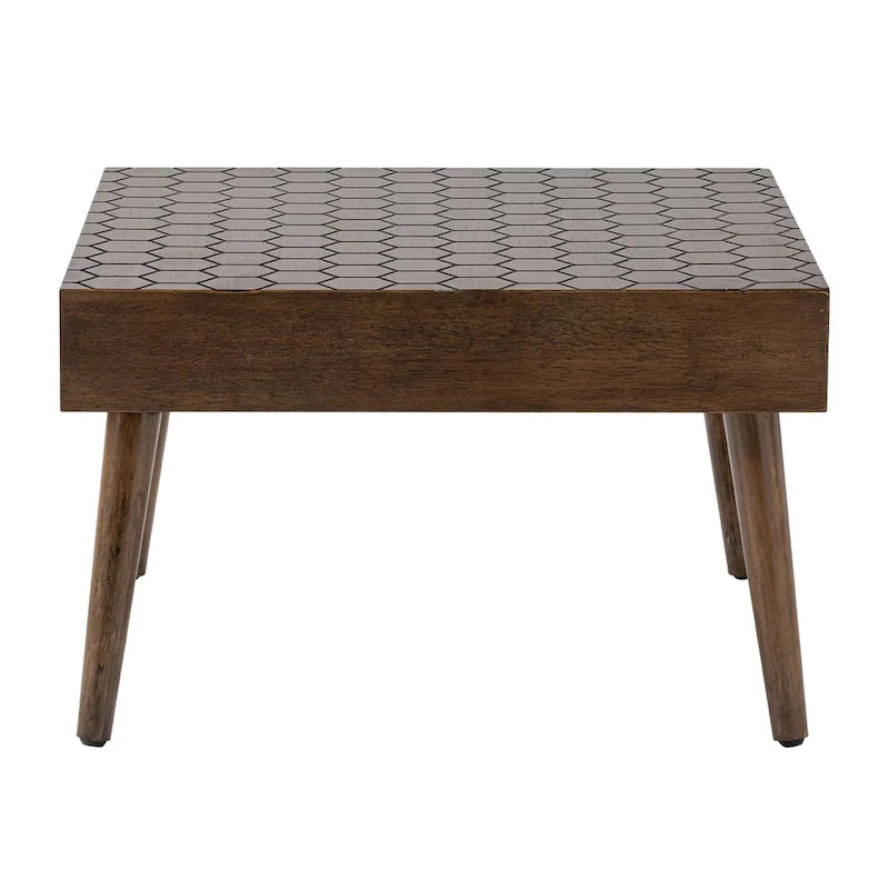 Rustykalny kwadratowy stolik kawowy z litego drewna | 61x61x38,9 cm | Akcent do salonu