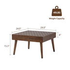 Rustykalny kwadratowy stolik kawowy z litego drewna | 61x61x38,9 cm | Akcent do salonu