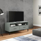 Konsola pod telewizor z litego drewna sosnowego | Styl OSLO | 106x40x46.5 cm | Rustykalno-industrialny