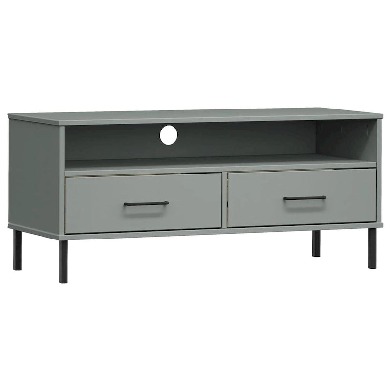 Konsola pod telewizor z litego drewna sosnowego | Styl OSLO | 106x40x46.5 cm | Rustykalno-industrialny