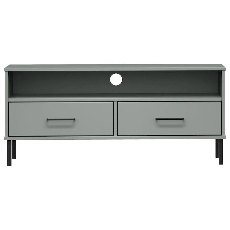 Konsola pod telewizor z litego drewna sosnowego | Styl OSLO | 106x40x46.5 cm | Rustykalno-industrialny