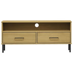 Konsola pod telewizor z litego drewna sosnowego | Styl OSLO | 106x40x46.5 cm | Rustykalno-industrialny