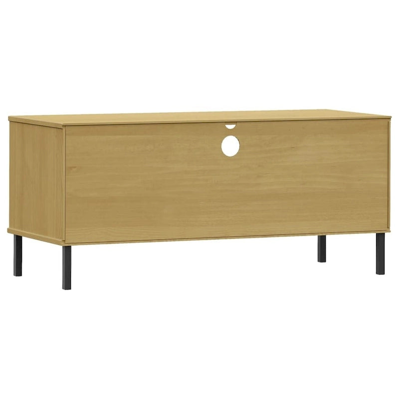 Konsola pod telewizor z litego drewna sosnowego | Styl OSLO | 106x40x46.5 cm | Rustykalno-industrialny