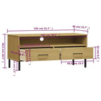 Konsola pod telewizor z litego drewna sosnowego | Styl OSLO | 106x40x46.5 cm | Rustykalno-industrialny