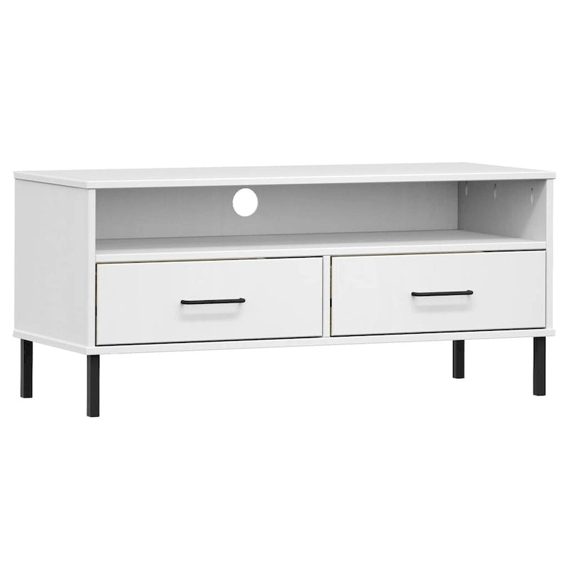 Konsola pod telewizor z litego drewna sosnowego | Styl OSLO | 106x40x46.5 cm | Rustykalno-industrialny
