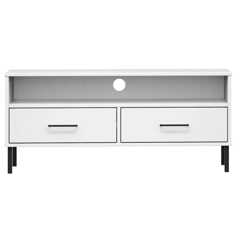 Konsola pod telewizor z litego drewna sosnowego | Styl OSLO | 106x40x46.5 cm | Rustykalno-industrialny