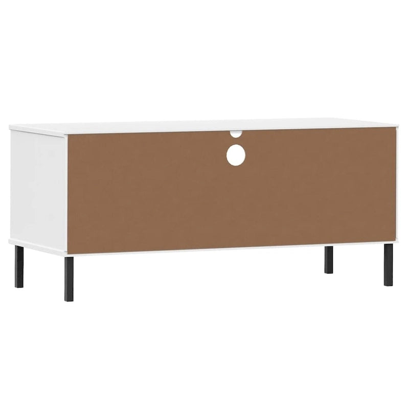 Konsola pod telewizor z litego drewna sosnowego | Styl OSLO | 106x40x46.5 cm | Rustykalno-industrialny