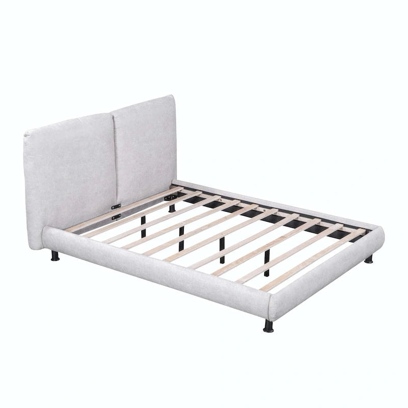 Łóżko platformowe Queen Size z poliestru z dwoma dużymi zagłówkami