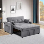 Rozkładana sofa 3 w 1, nowoczesna dwuosobowa aksamitna sofa z wysuwanym łóżkiem