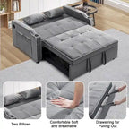 Rozkładana sofa 3 w 1, nowoczesna dwuosobowa aksamitna sofa z wysuwanym łóżkiem