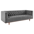 Sofa tapicerowana aksamitem | Pikowanie guzikami w kształcie rombów | Styl glamour art déco | Nogi z drewna kauczukowego | Obciążenie do 400 kg