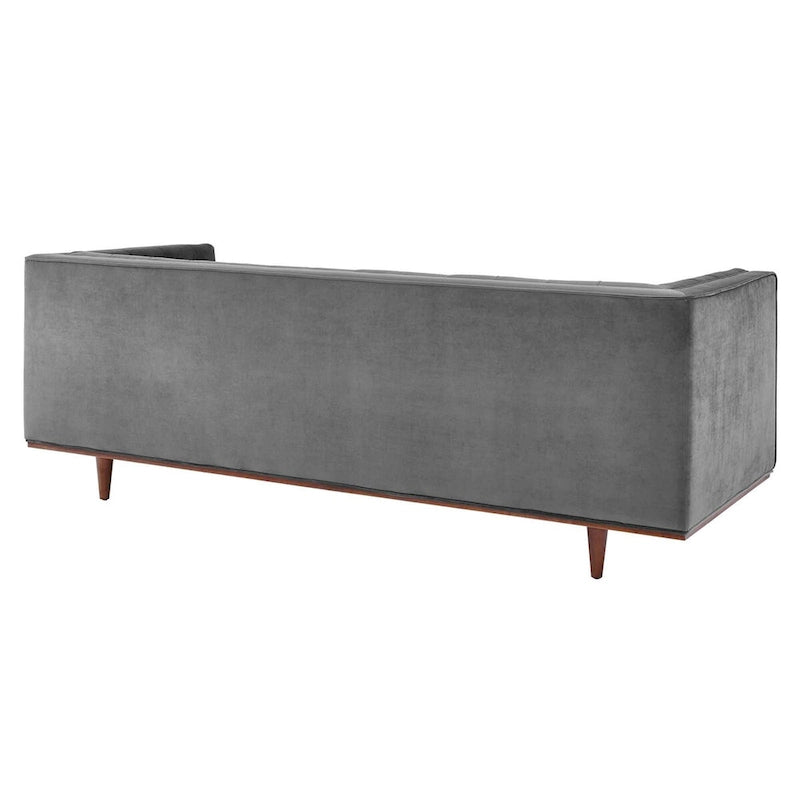 Sofa tapicerowana aksamitem | Pikowanie guzikami w kształcie rombów | Styl glamour art déco | Nogi z drewna kauczukowego | Obciążenie do 400 kg