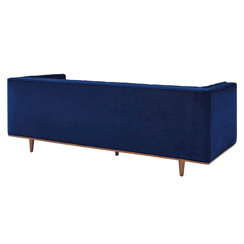 Sofa tapicerowana aksamitem | Pikowanie guzikami w kształcie rombów | Styl glamour art déco | Nogi z drewna kauczukowego | Obciążenie do 400 kg