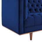 Sofa tapicerowana aksamitem | Pikowanie guzikami w kształcie rombów | Styl glamour art déco | Nogi z drewna kauczukowego | Obciążenie do 400 kg