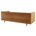 Sofa tapicerowana aksamitem | Pikowanie guzikami w kształcie rombów | Styl glamour art déco | Nogi z drewna kauczukowego | Obciążenie do 400 kg