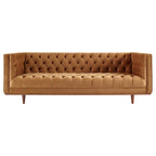 Sofa tapicerowana aksamitem | Pikowanie guzikami w kształcie rombów | Styl glamour art déco | Nogi z drewna kauczukowego | Obciążenie do 400 kg