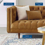 Sofa tapicerowana aksamitem | Pikowanie guzikami w kształcie rombów | Styl glamour art déco | Nogi z drewna kauczukowego | Obciążenie do 400 kg
